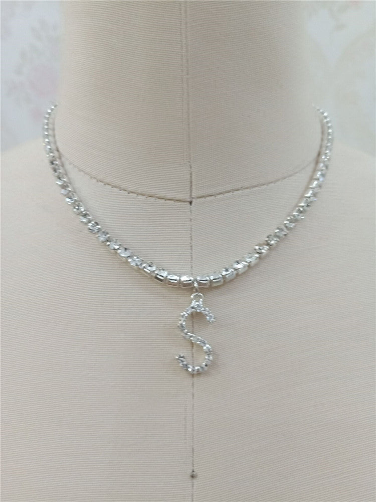 Custom letter silver initial pendant necklace