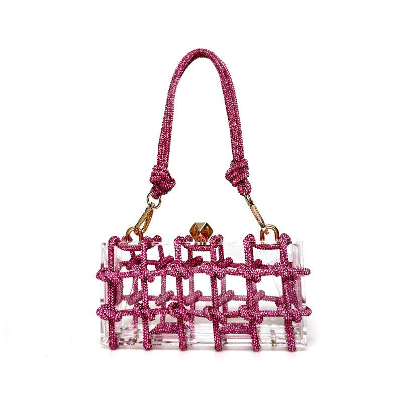 Sparkly luxury purse French Sweet Rhinestone Small Square Bag