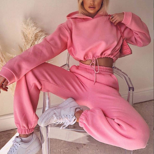 Plain solid color 2 piece jogging suit