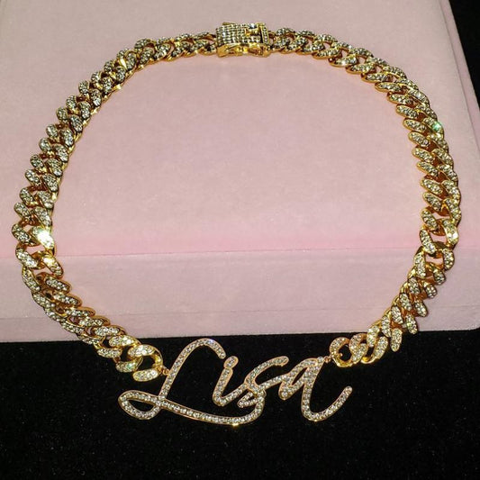 Rhinestone custom Name Pendant Necklace